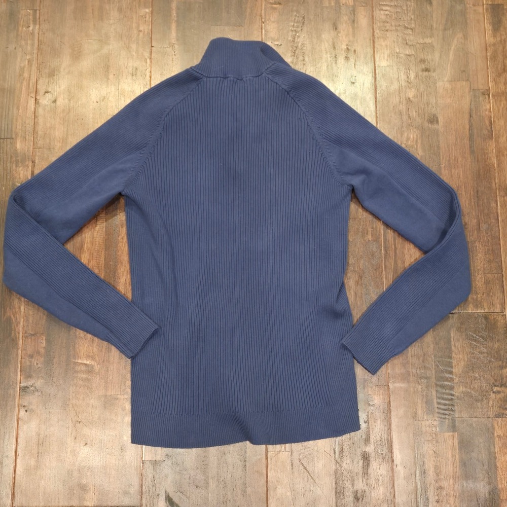 International Concepts Blue Ribbed 1/4 Zip Sweater‎ Womens S Cotton Nylon Blend - Picture 3 of 8